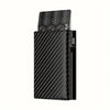 A black slim pop-up wallet with a textured pattern is shown against a white background.