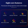 Eight core features of an RGB LED tailgate light bar including colorful lights, highlight lamp bead, IP67 waterproof, simple 