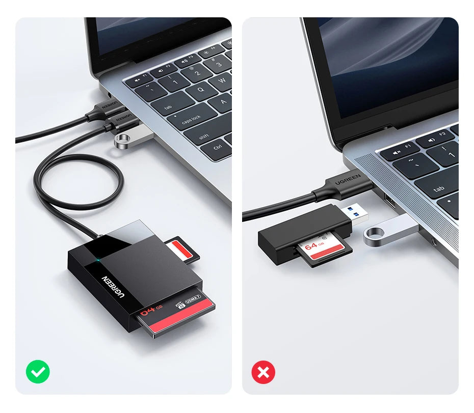4-in-1 USB 3.0 Card Reader with USB-C Adapter