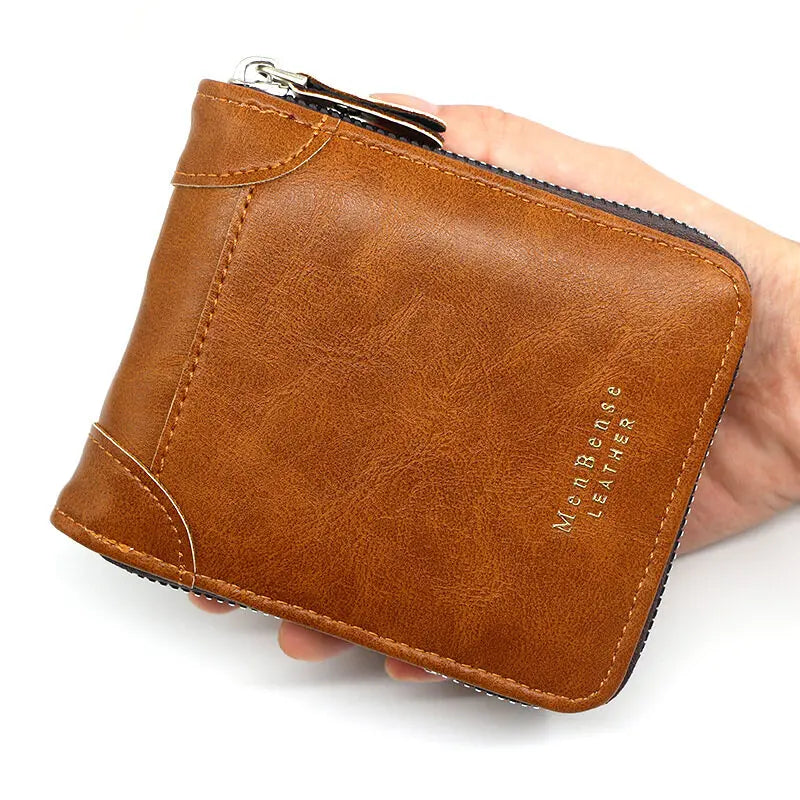 Vintage Compact Zipper Wallet for Men