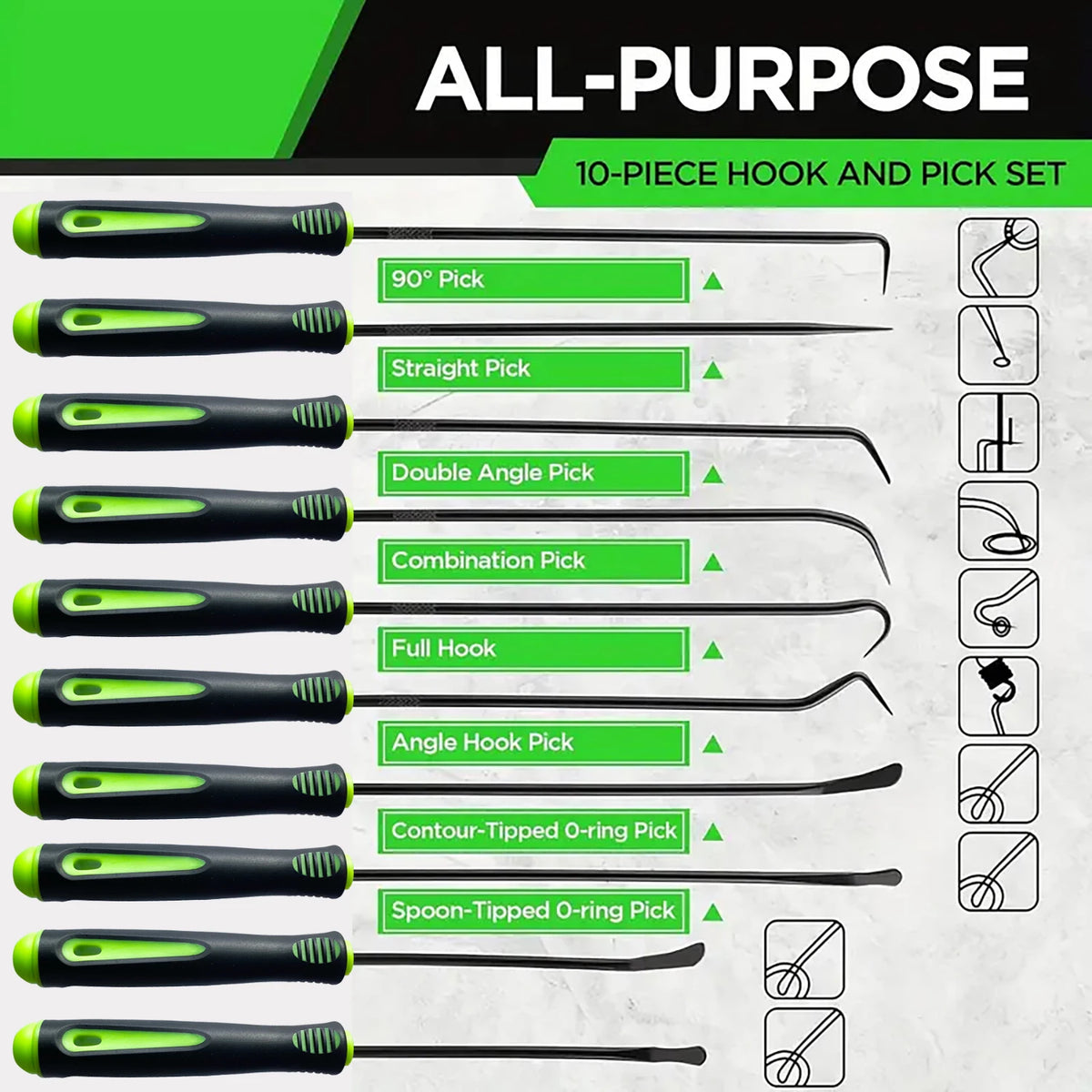 10-Piece Hook and Pick Tool Set for Automotive Repairs