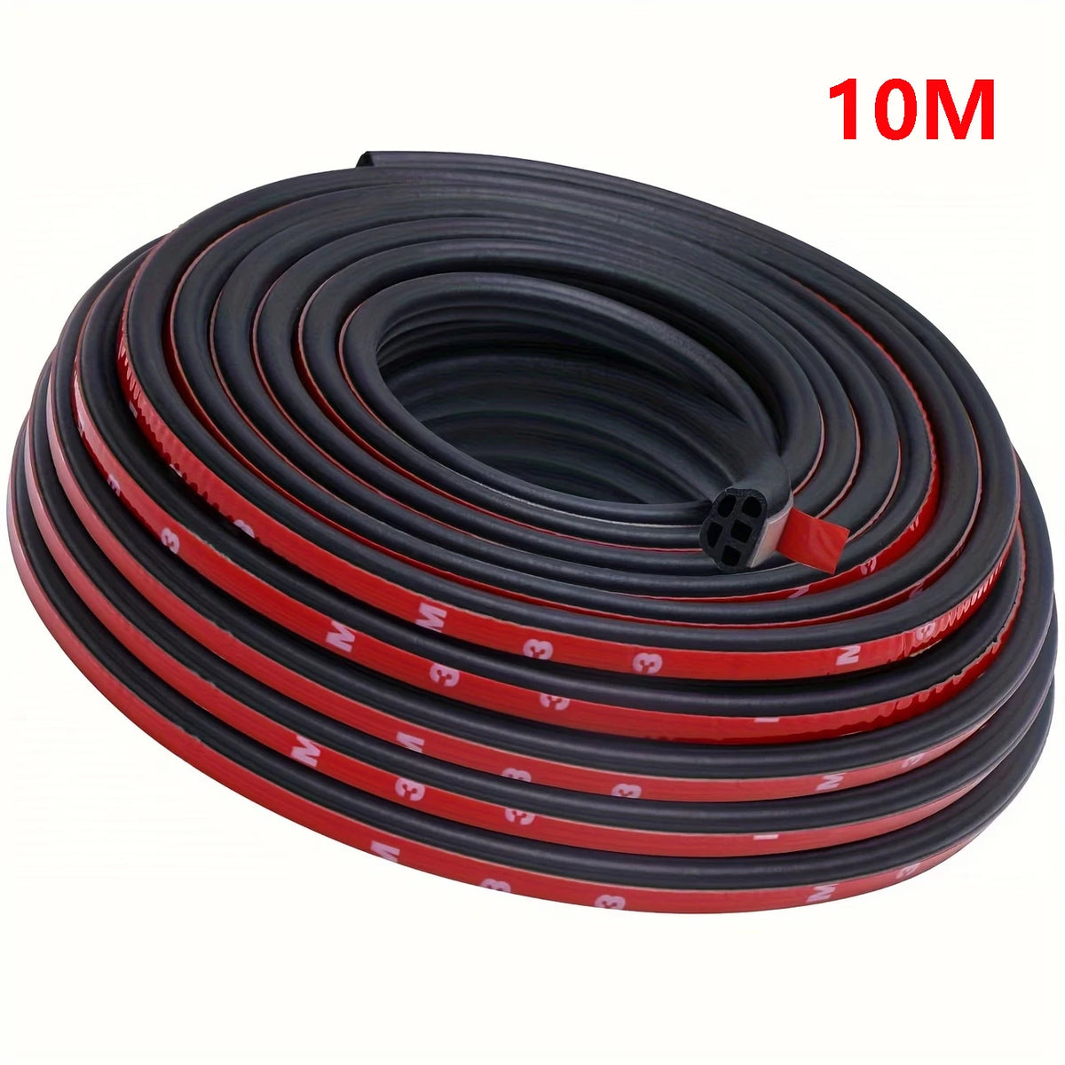 Roll of 10 meter black and red rubber door seal strip for car doors