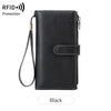 Vintage RFID-Blocking Long Wallet with Wristlet Strap