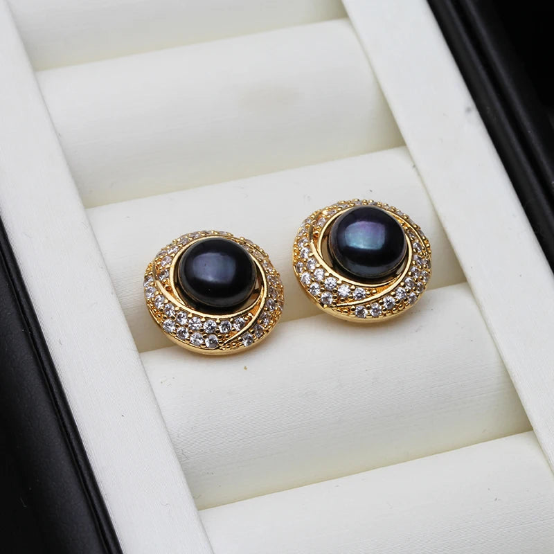 Pendientes de Perla Natural de Agua Dulce