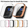 Various clear and colored TPU protective cases for the Amazfit Bip 5 Unity smartwatch.