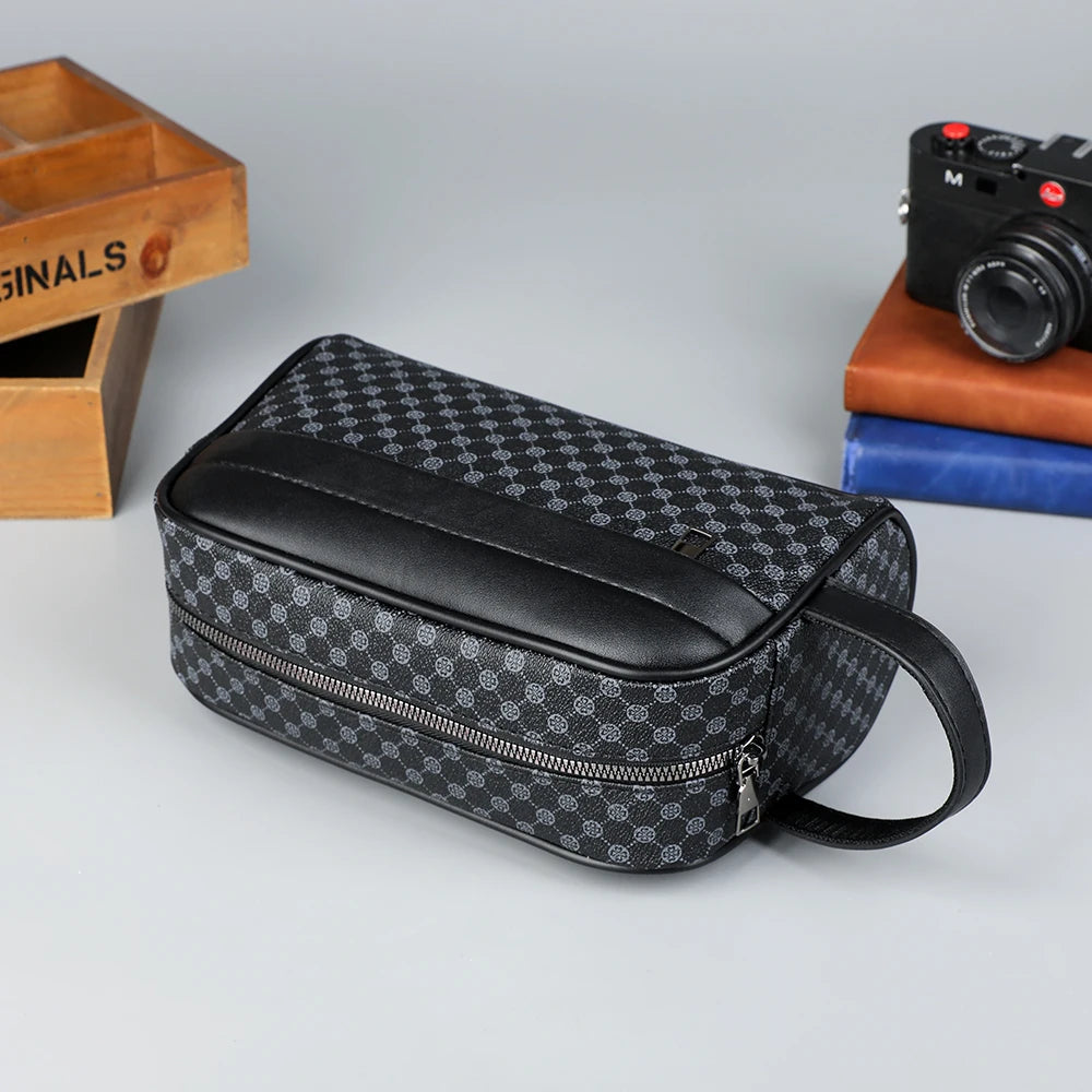 Men's PU Leather Clutch Wallet with Zipper Closure