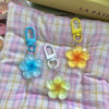 Colorful Flower Resin Keychain with Zinc Alloy Clip