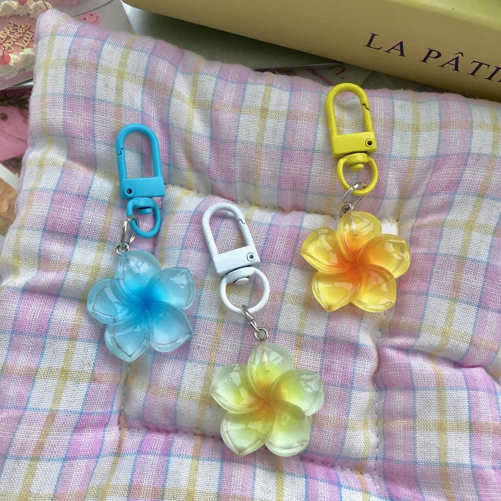 Colorful Flower Resin Keychain with Zinc Alloy Clip