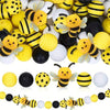 A collection of yellow and black silicone bee beads for jewelry making and DIY crafts.