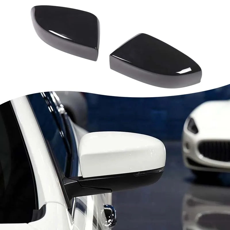 Black carbon fiber side mirror covers for Maserati Ghibli or Quattroporte cars