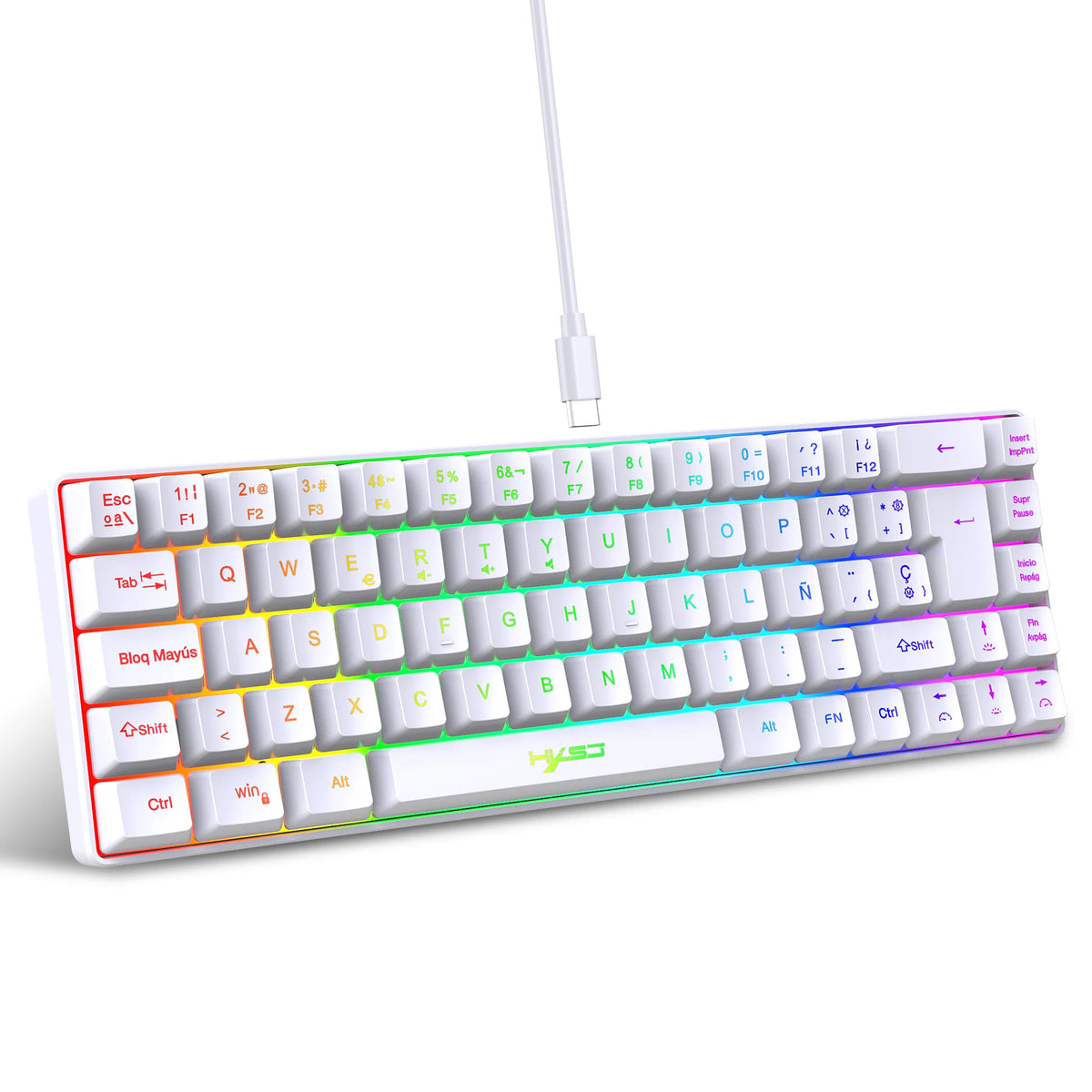 Compact 68-Key RGB Gaming Keyboard with USB Wired Connection