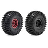 Set of four black metal beadlock RC crawler wheels with tires