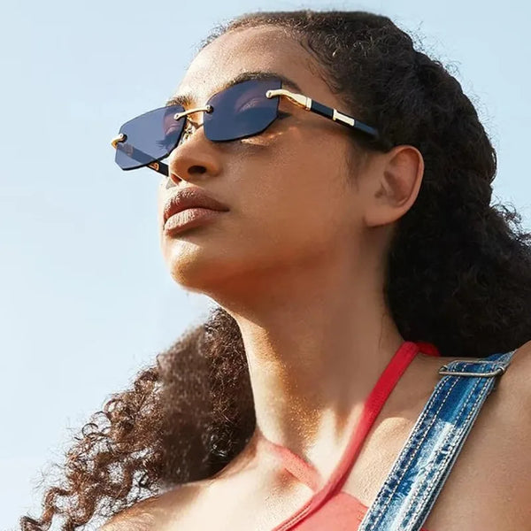 Randlose Rechteck-Sonnenbrille mit UV400-Schutz