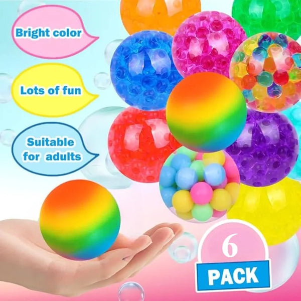 Mini Squishy Stress Balls Set - 6 Pack