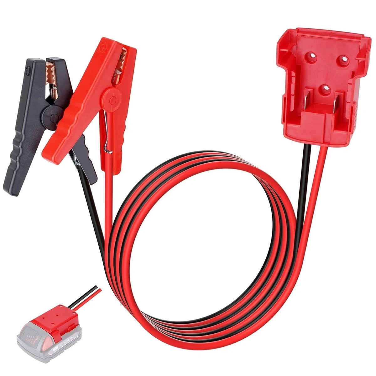 18V Battery Jump Starter Adapter with Heavy-Duty Clamps