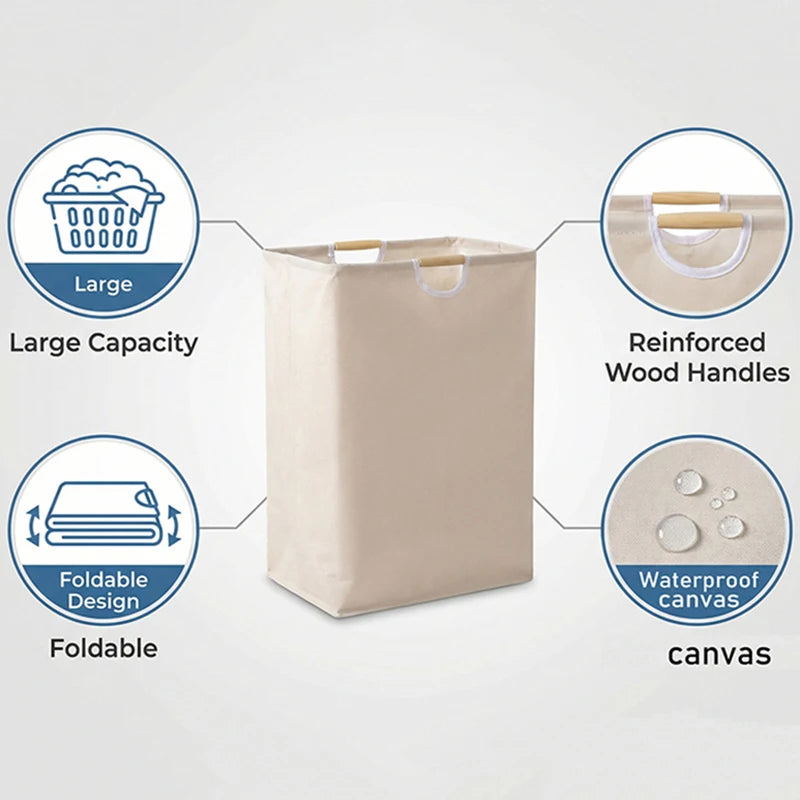 Foldable Cotton Laundry Basket with Handles
