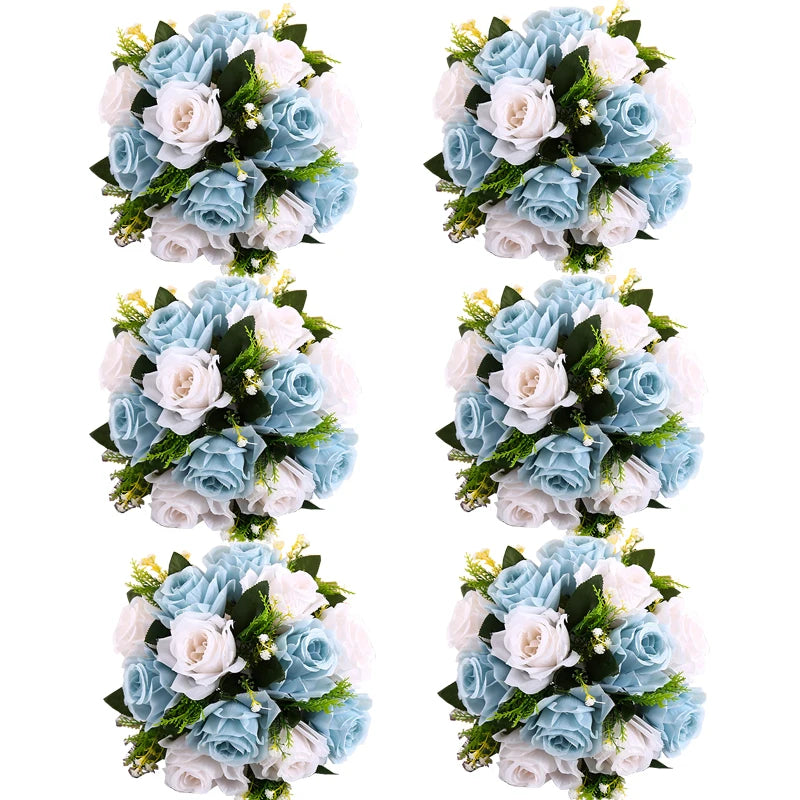 Set of 6 Silk Rose Flower Balls for Wedding & Event Decor