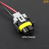 2Pin Female headlight adapter wiring harness with a red cable and yellow connector