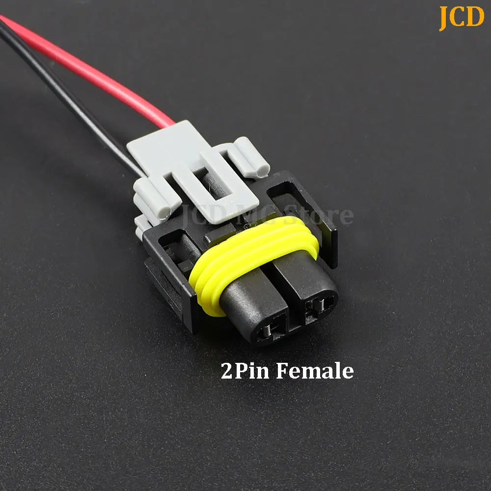 2Pin Female headlight adapter wiring harness with a red cable and yellow connector