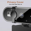 Privacy cover for a 2K Quad webcam with built-in microphone, showing a movable lens feature.