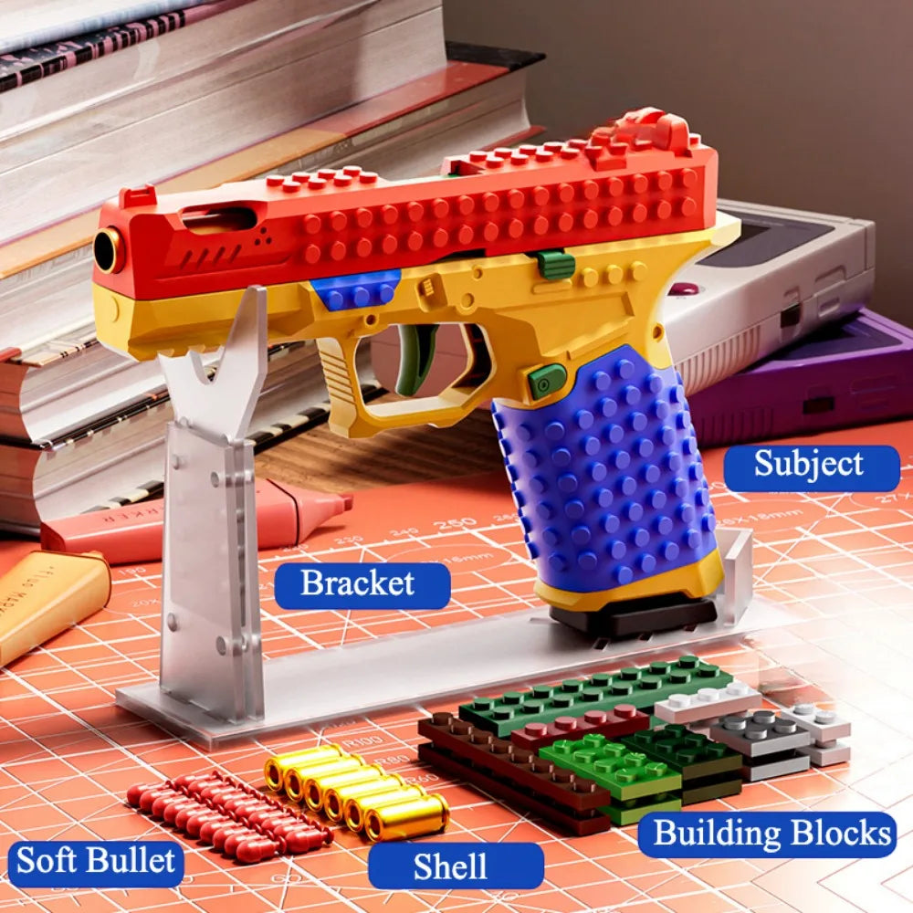 Building Block Toy Gun with Continuous Firing Blowback Action