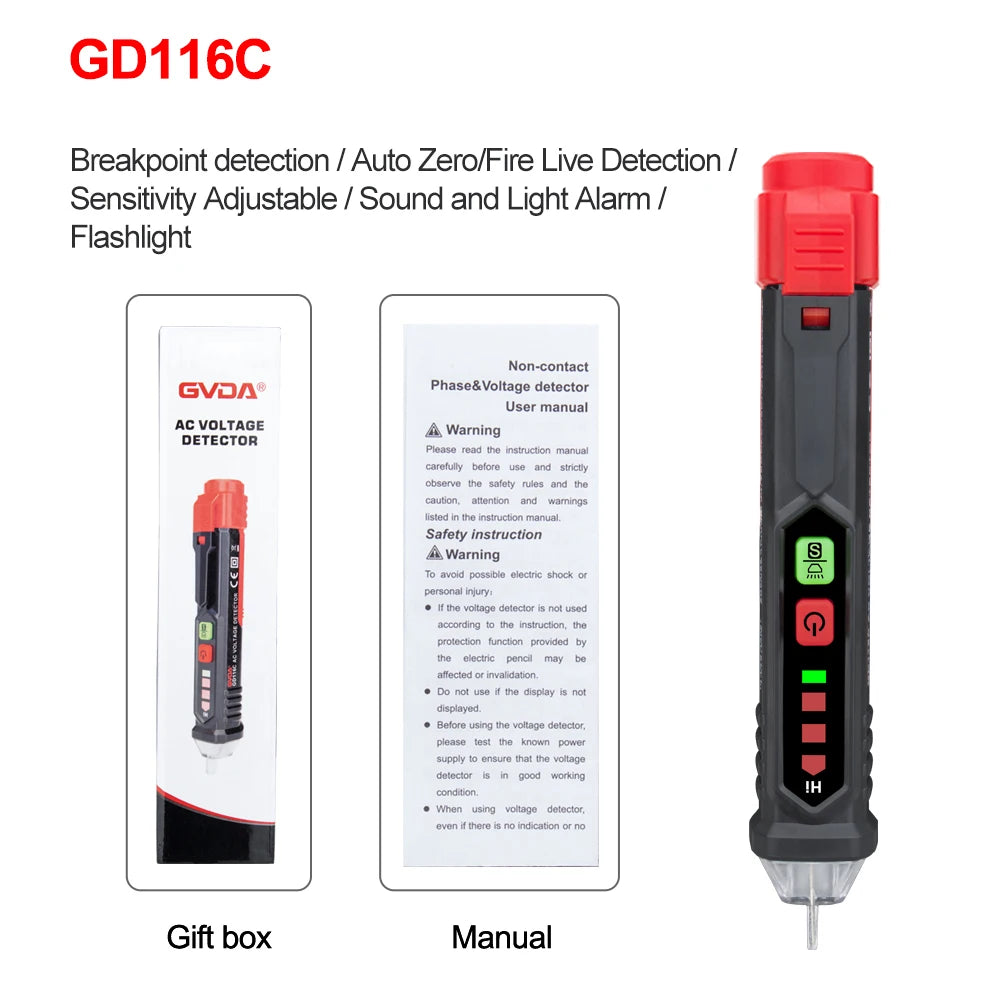 Non-Contact Voltage Tester Pen (12–1000V AC)
