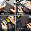 Slim RFID Blocking Leather Card Holder Wallet with Geometric Pattern