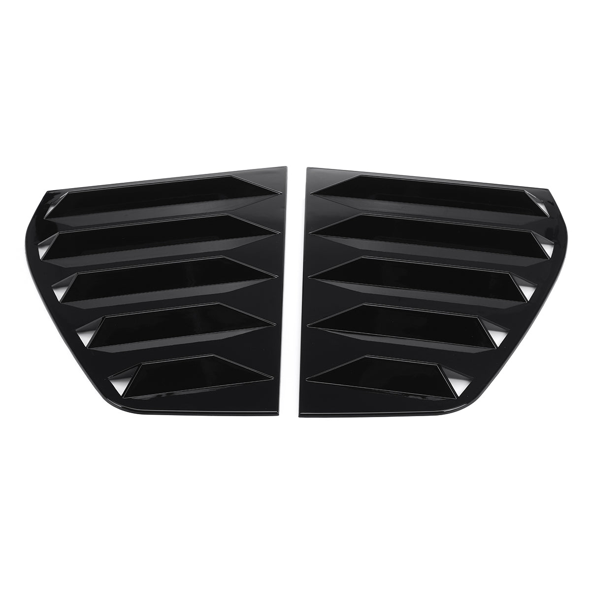 A pair of black side rear window louver shutter covers for VW Golf MK6/7/7.5/8.