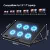 Plaque de refroidissement pour ordinateur portable noire réglable avec six ventilateurs bleus pour un refroidissement optimis