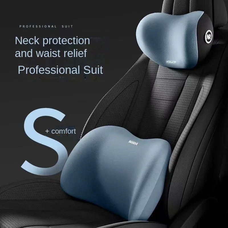 Memory Foam Car Headrest Pillow with Lumbar Support