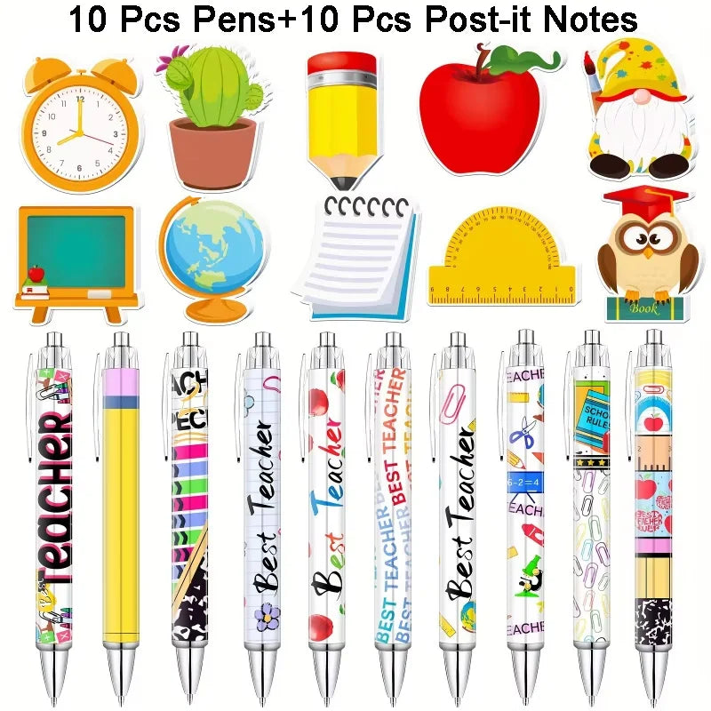 Teacher Appreciation Gift Set with Ballpoint Pens and Sticky Notes