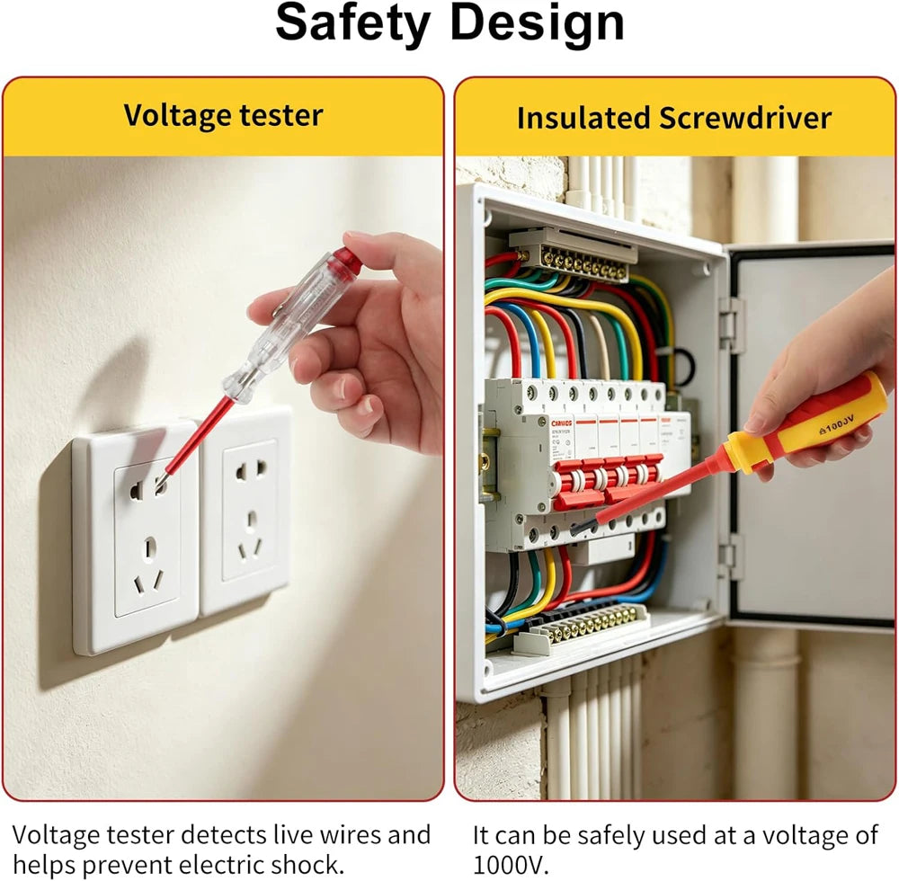 Insulated 1000V Magnetic Screwdriver Set for Electricians
