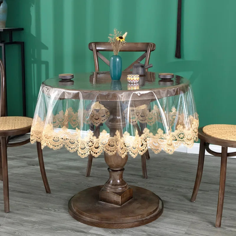 Elegant Lace Embroidered Waterproof Tablecloth