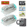 Two reusable shoe laundry bags with bristled brushes shown next to a washing machine.