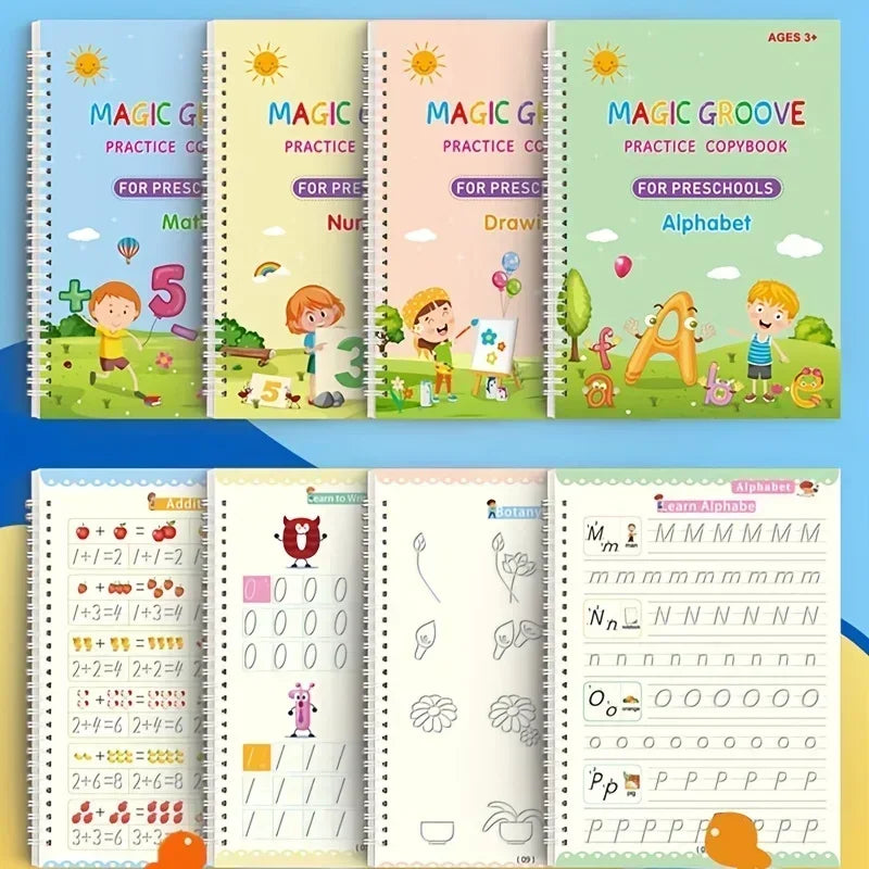 Cuaderno de práctica de escritura reutilizable con surcos para calcar