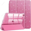 Coque de protection scintillante rose pour iPad, montrant la housse et une doublure intérieure séparée.