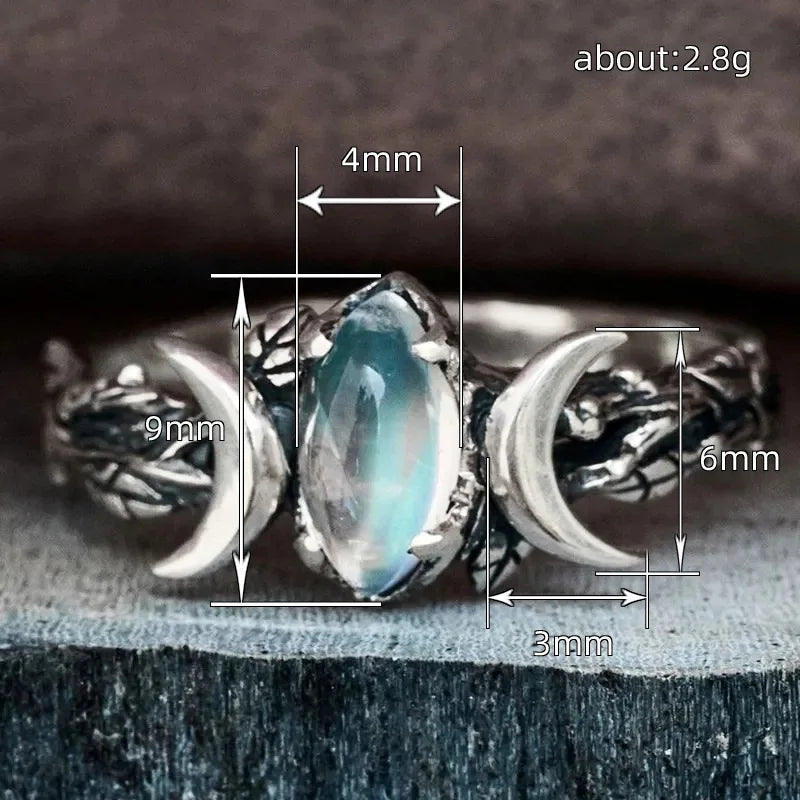 Imitation Moonstone Moon Ring for Women - Vintage Bohemian Jewelry