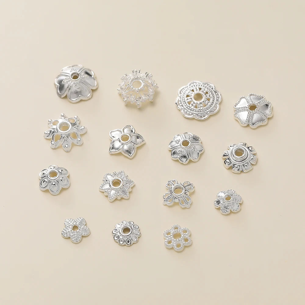 Decorative Flower Bead Caps for Jewelry Making – 50 Pack