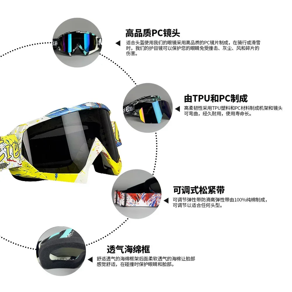 Classic Retro Motorcycle Goggles with Dual Lenses