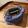 Checkered Striped Cosmetic Bag – Compact Travel Organizer
