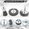 10-Pack Crimped Wire Wheel Brush Set with 1/4" Hex Shanks for Drills
