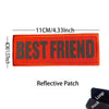 Orange rectangular reflective patch embroidered with the text BEST FRIEND