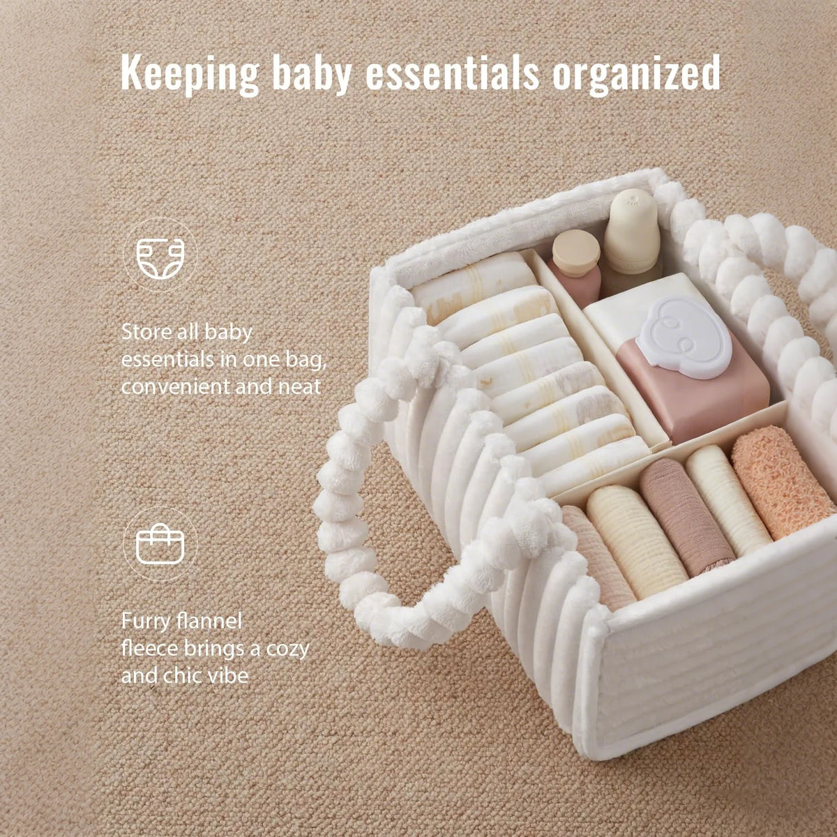 Flannel Diaper Caddy Organizer with Gift Packaging