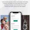 A smartphone screen shows an interface for adding family or other members to a security system.