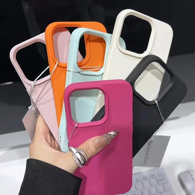 Candy Color Lychee Pattern Soft Silicone Phone Case