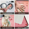 A set of washable soft material items including a decorative runner rug and a non-slip mat.
