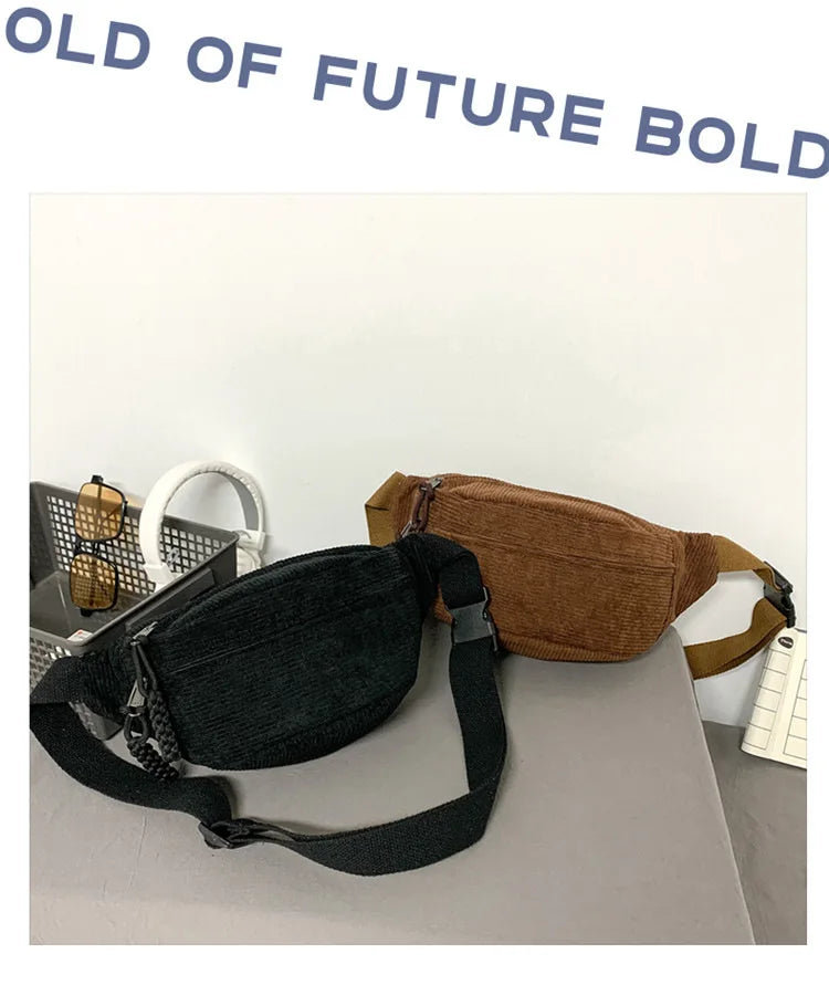 Corduroy Waist Pack for Women – Versatile Crossbody & Shoulder Bag