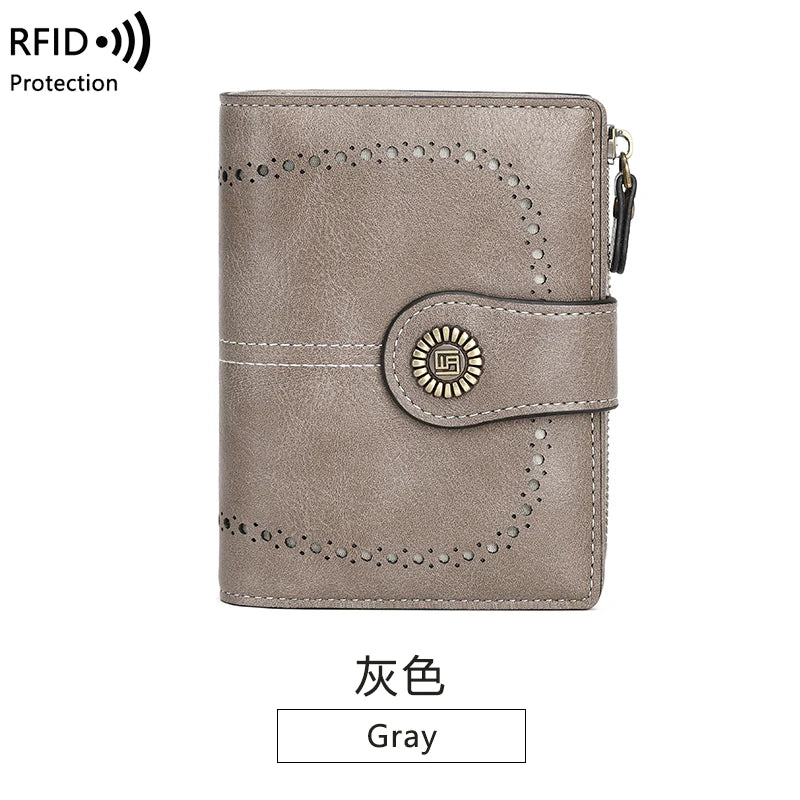 Vintage RFID-Blocking Tri-Fold Wallet with Ample Storage