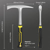A silver welding chipping hammer with a black and yellow ergonomic handle shown in two views.