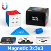 A set of MoYu magnetic 3x3 cube, including the cube, a blue plastic piece, and instruction sheets.